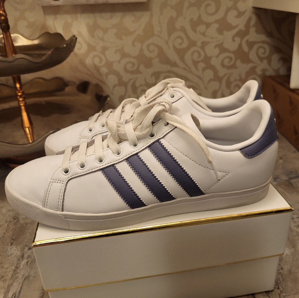 Adidas White and Grey Classic Sneakers